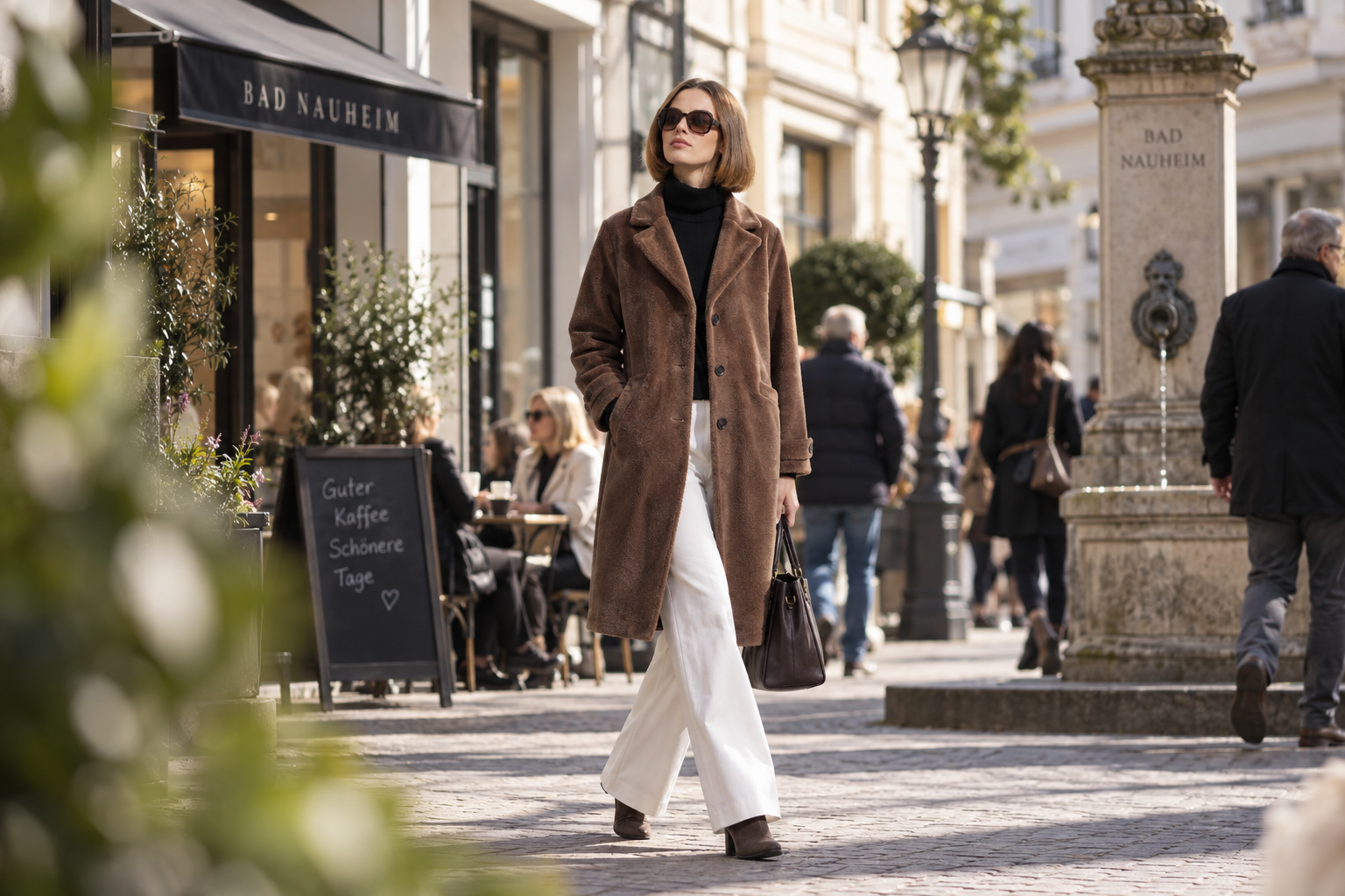 Bad Nauheim Streetstyle - Eleganter Fake-Fur-Mantel mit Reverskragen
