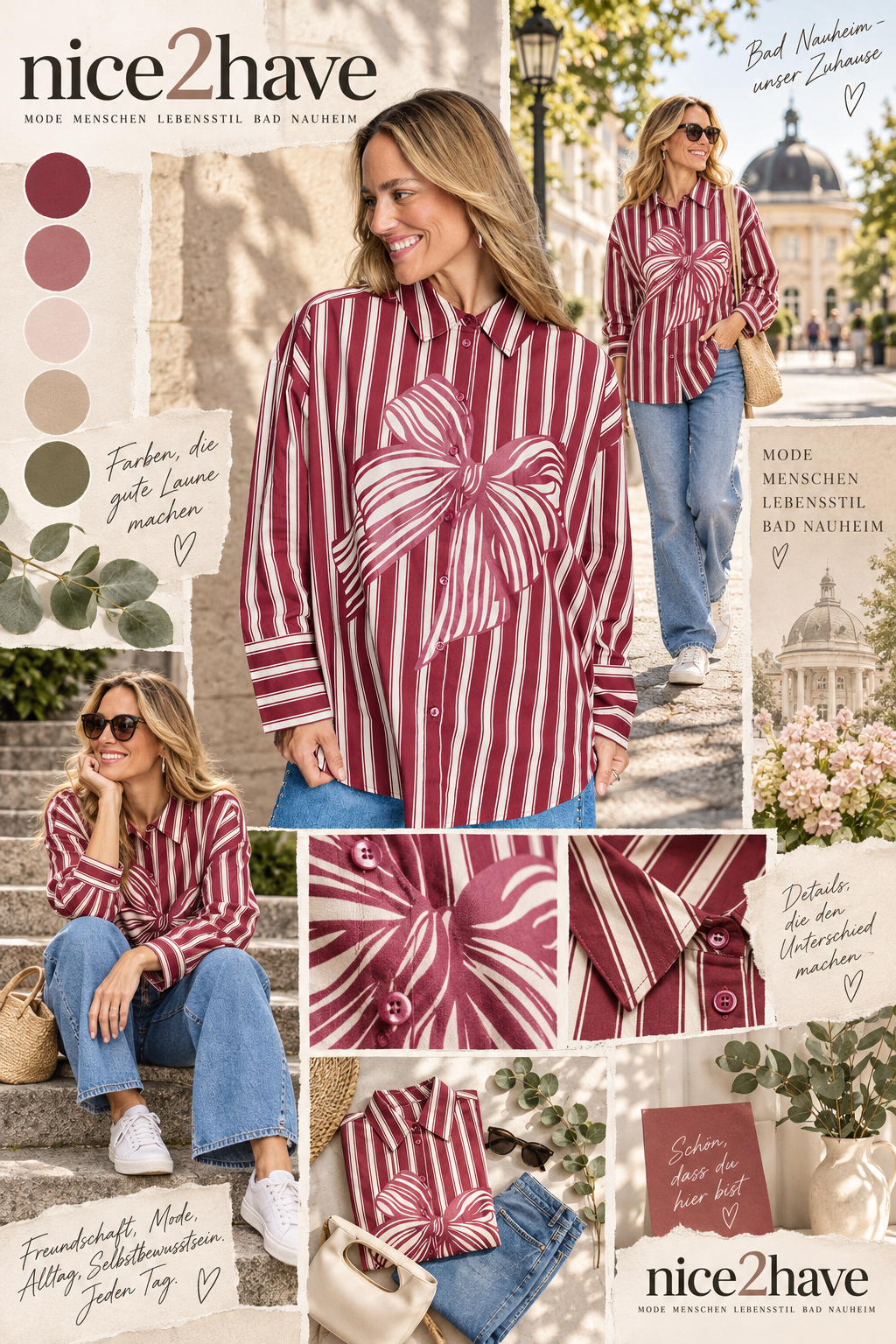 Moodboard - Inspiration für Streifenbluse mit Statement Schleifenprint