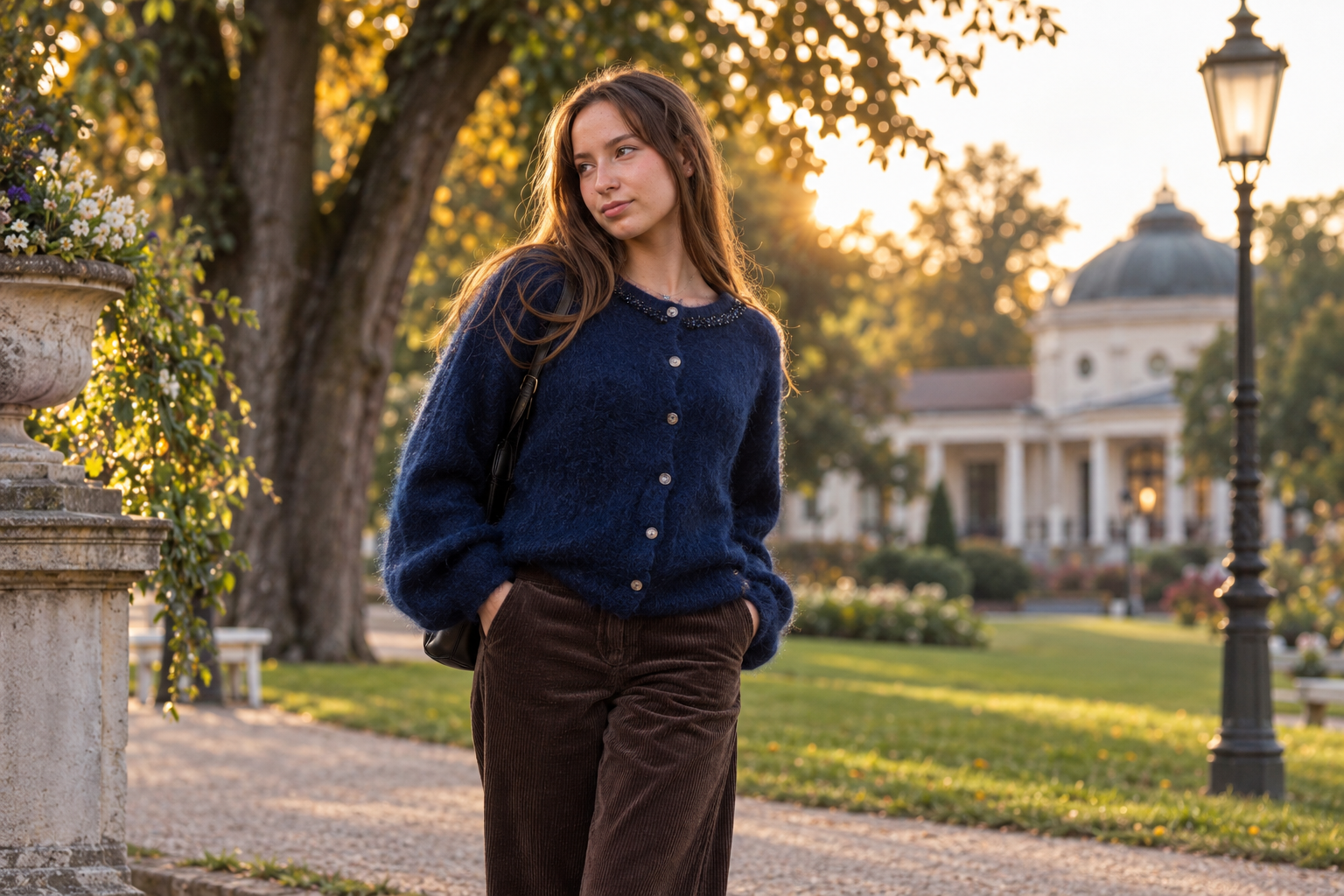 Bad Nauheim Streetstyle - Cardigan in Mohair mit Strasskordel