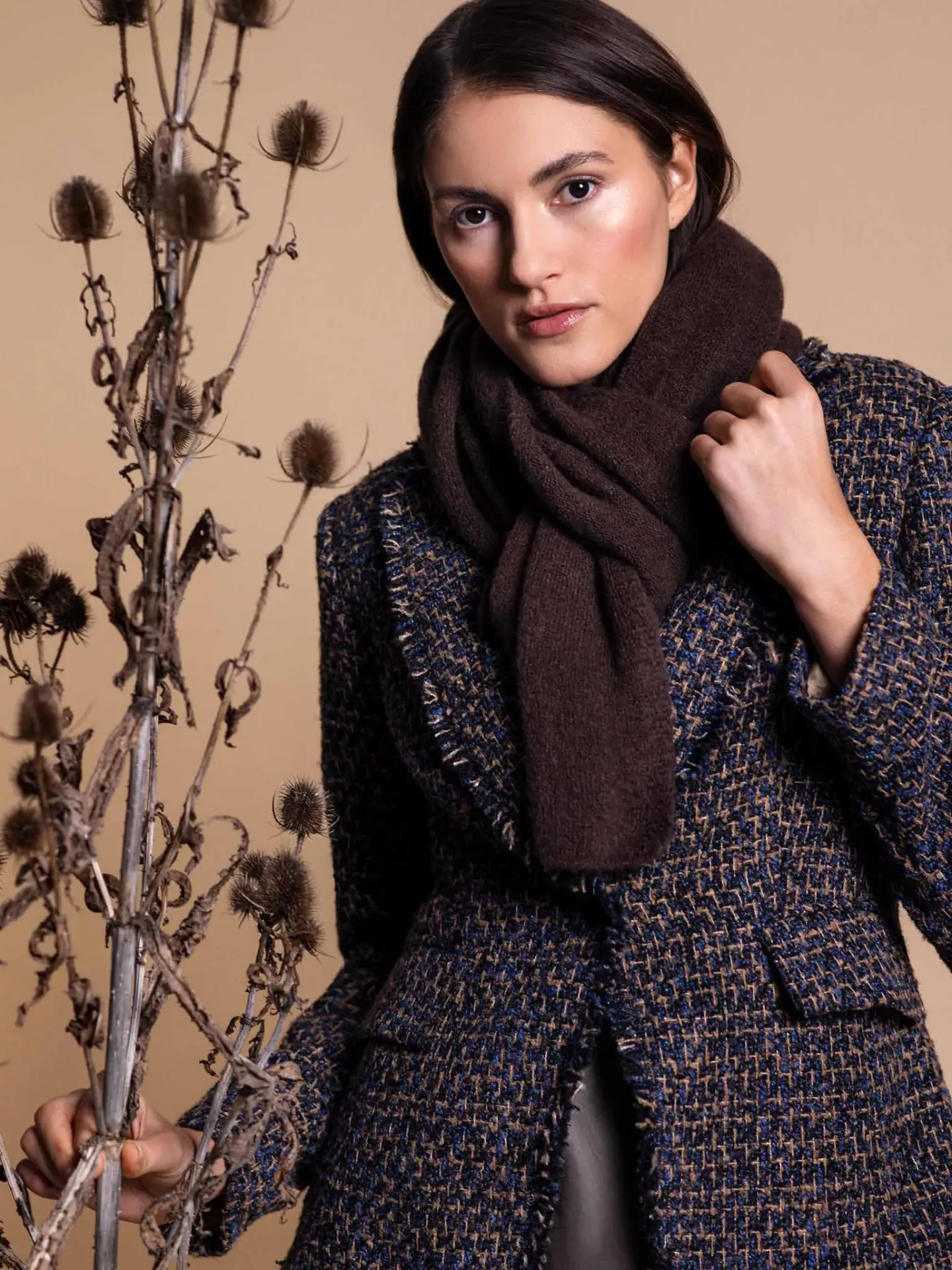 [P3575_324395_BN-36] Tweedblazer mit Fransen (36)