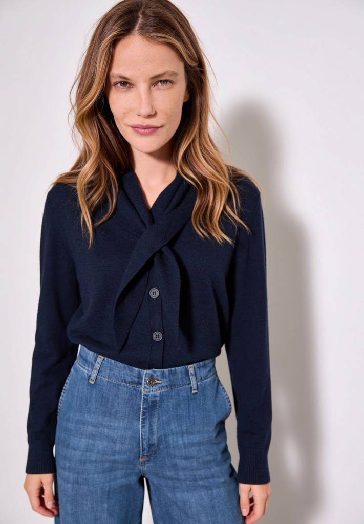 [P3579_61641284_BL-36] Cardigan mit Schluppe - NOS (Blau, 36)